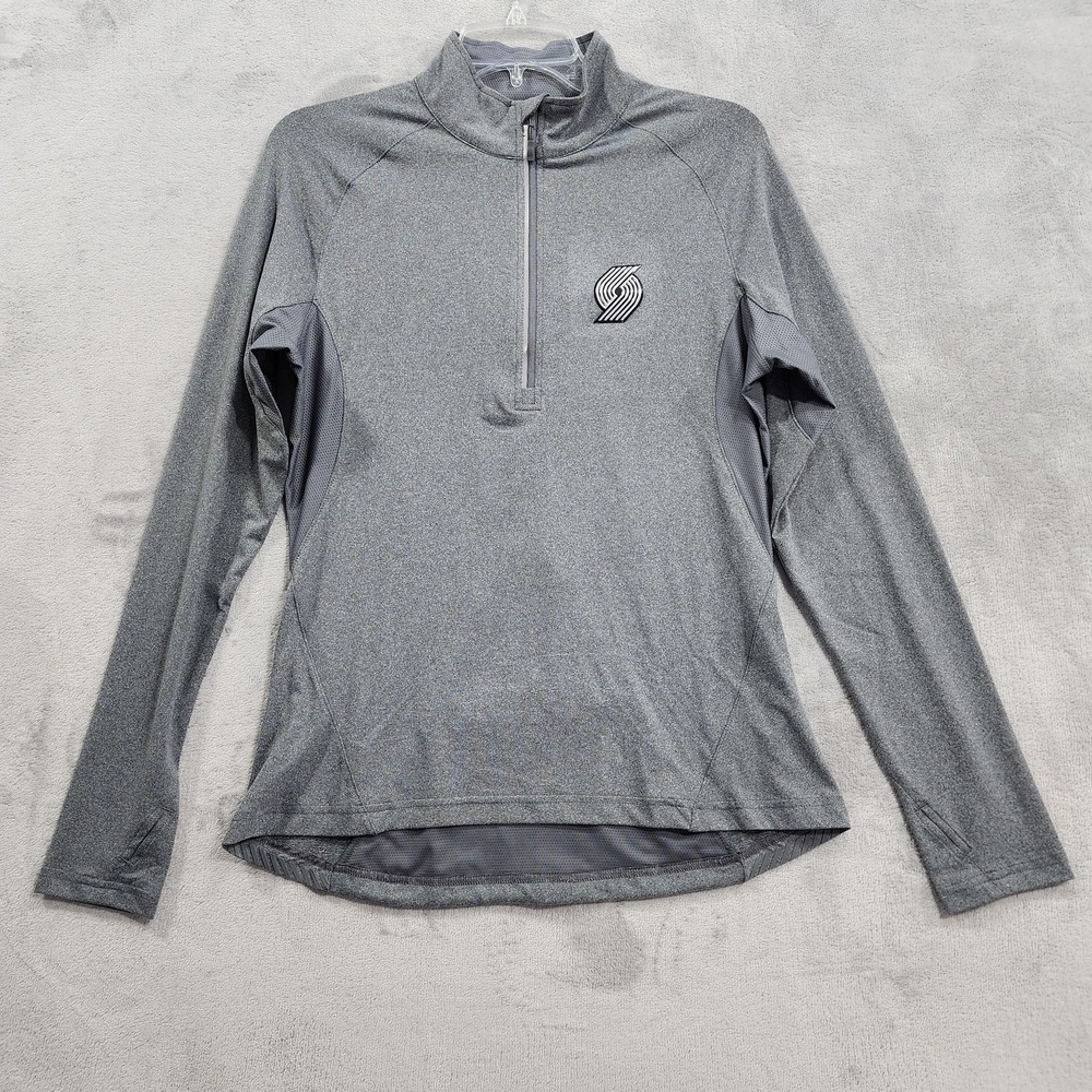 Portland Trail Blazers Shirt Mens M Gray NBA Basketball Levelwear 1/2 Zip Top